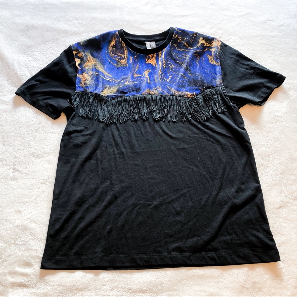 ASOS | Black Velvet Fringe T-shirt